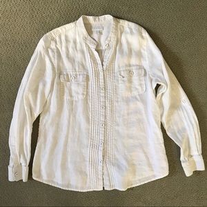 White Charter Club Button Up Blouse Size 10